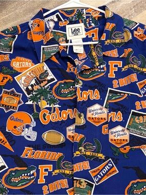 Vintage Lee Sport Florida Gators Hawaiian Camp Shirt Rayon College Football 2XL